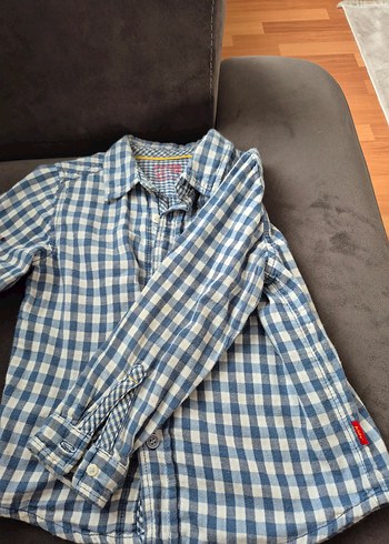 Erkek Çocuk Mavi Kareli Denim Gömlek - Görsel 3