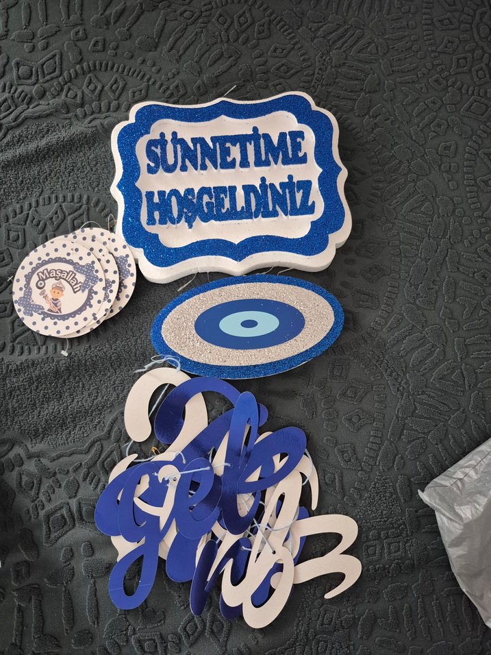 Mavi Parlak Sünnetime Hoşgeldiniz Süsü - Görsel 4