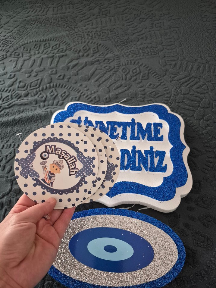 Mavi Parlak Sünnetime Hoşgeldiniz Süsü - Görsel 2
