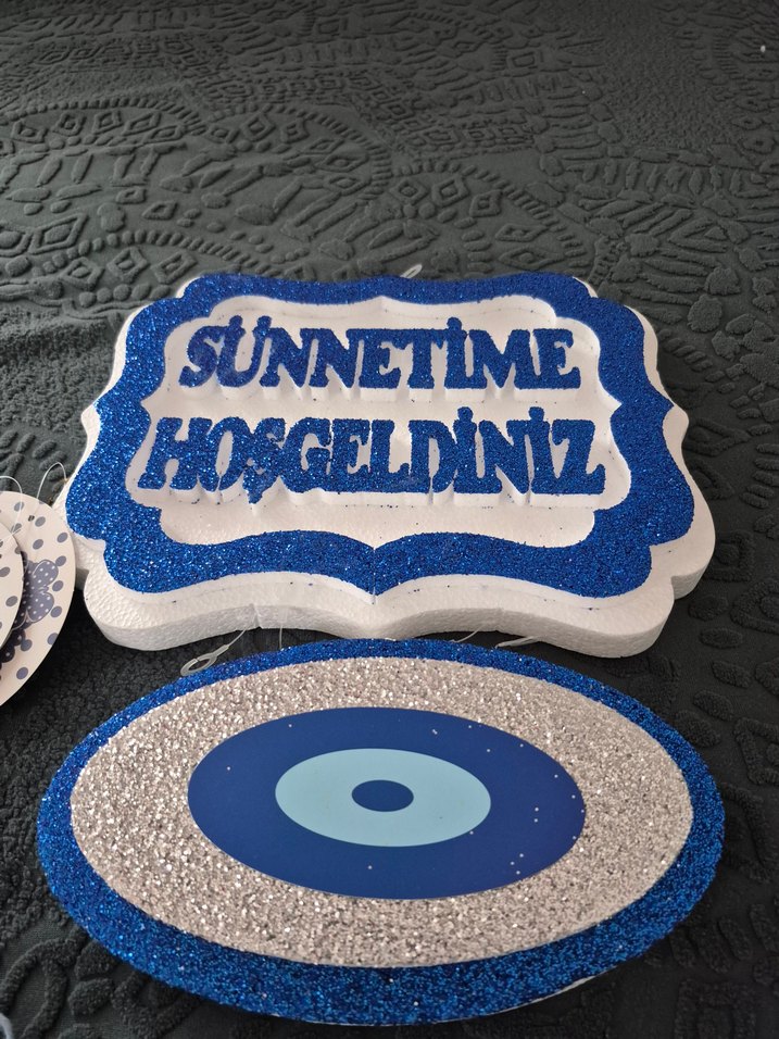 Mavi Parlak Sünnetime Hoşgeldiniz Süsü - Görsel 3