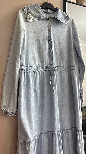 Zara mavi kot elbise