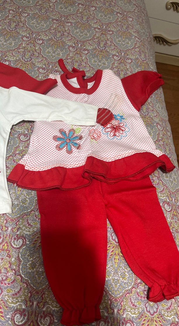 Renkli Nakışlı Kız Bebek Uzun Kollu Takım - Görsel 3