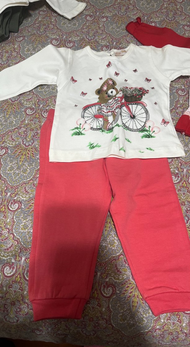 Renkli Nakışlı Kız Bebek Uzun Kollu Takım - Görsel 2