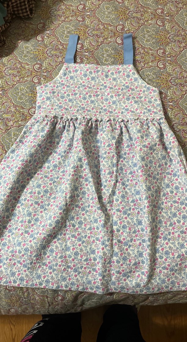 Çiçek Desenli Kız Çocuk Askılı Elbise - Görsel 2