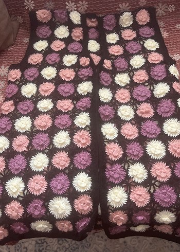 Çiçek Desenli Örgü Kadın Yelek - Görsel 2