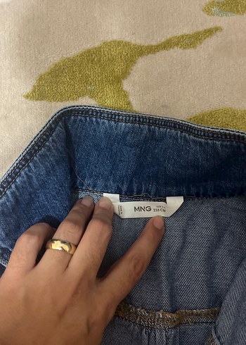 Kızlar için düğmeli koyu mavi denim tulum - Görsel 5