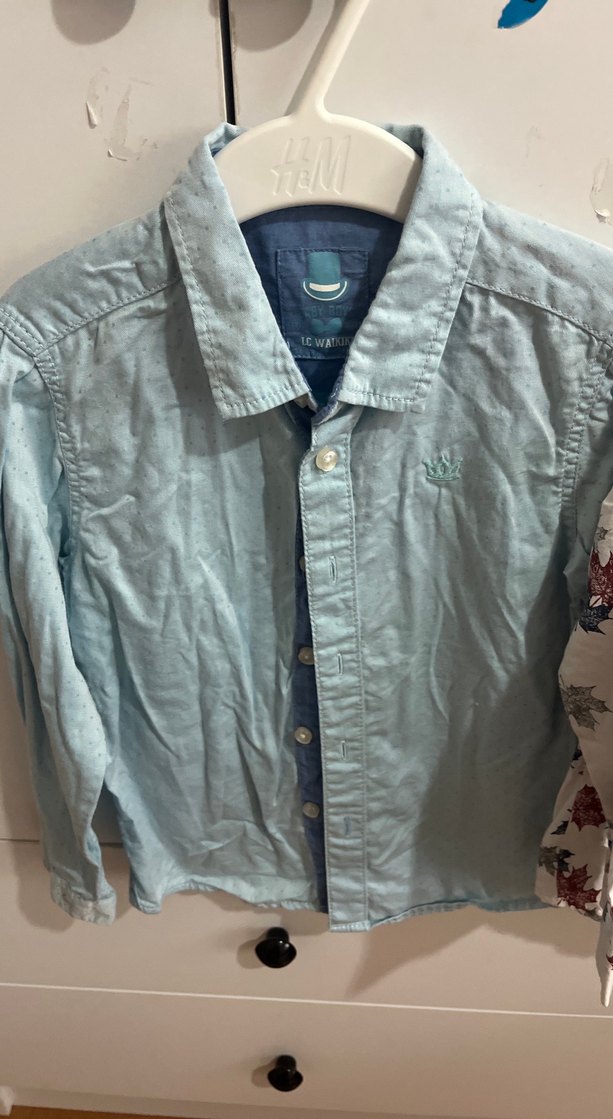 Mavi Düğmeli Uzun Kollu Erkek Gömlek - Görsel 2