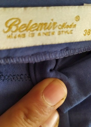 m Beden mavi Renk Düğmeli Mavi Keten Kadın Pantolon