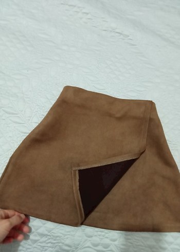 taba Süet Mini Etek - Görsel 4