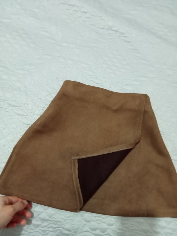 taba Süet Mini Etek - Görsel 4