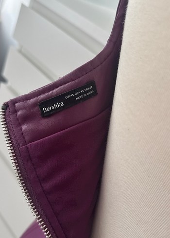 xs Beden mor Renk Deri mini Elbise