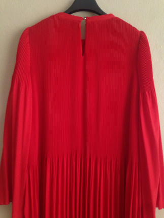 s Beden kırmızı Renk Zara krep ince kumaş elbise