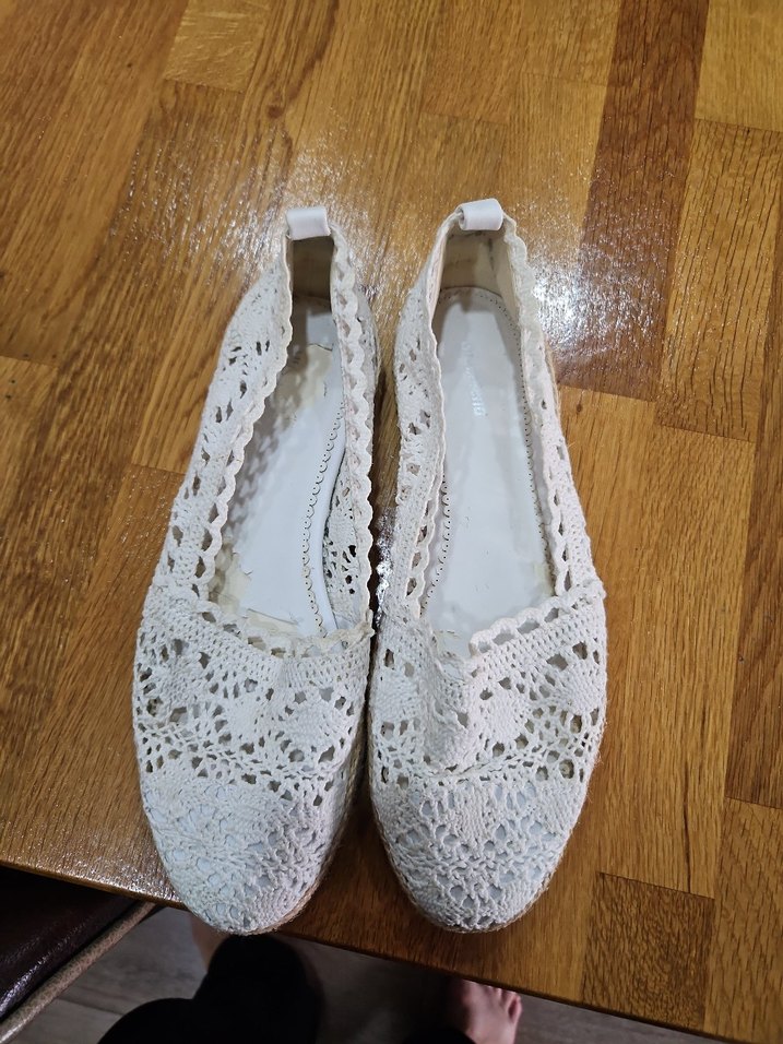 Dantel Detaylı Beyaz Bohem Dolgu Topuklu Espadril - Görsel 3