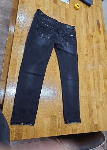 Gri Düğmeli  Erkek Denim Pantolon - Görsel 3