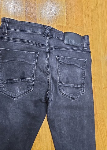 Gri Düğmeli  Erkek Denim Pantolon - Görsel 8