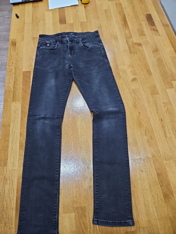 Gri Düğmeli  Erkek Denim Pantolon - Görsel 2