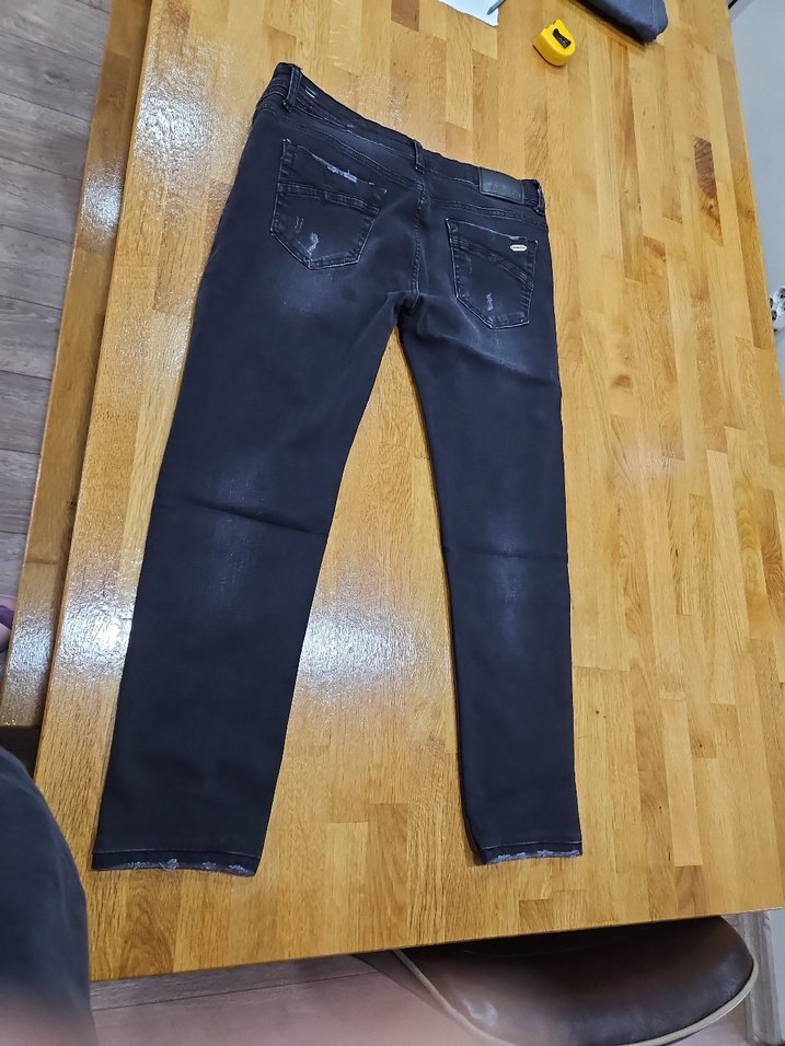 Gri Düğmeli  Erkek Denim Pantolon - Görsel 5