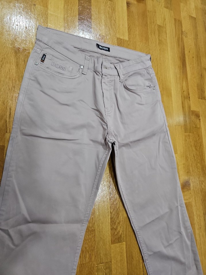 BOSS Bej Düğmeli Erkek Keten Pantolon - Görsel 2