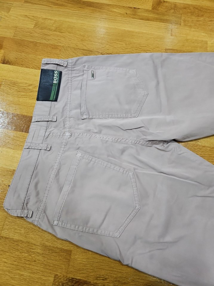 BOSS Bej Düğmeli Erkek Keten Pantolon - Görsel 4