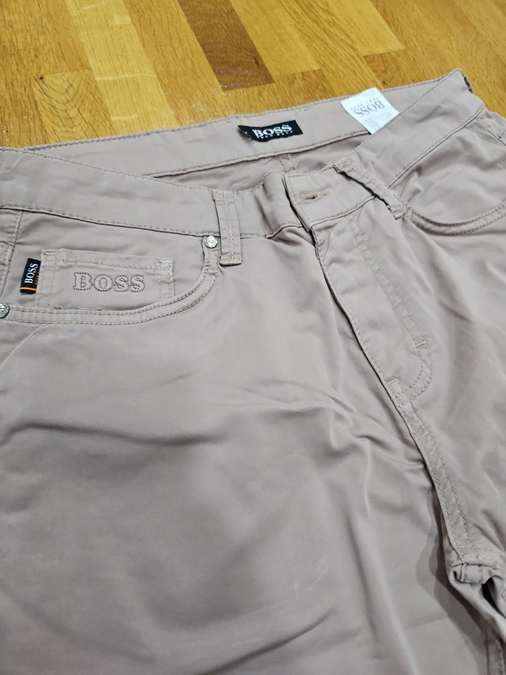 BOSS Bej Düğmeli Erkek Keten Pantolon - Görsel 3