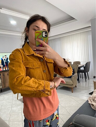 xs Beden Crop jean kot ceket