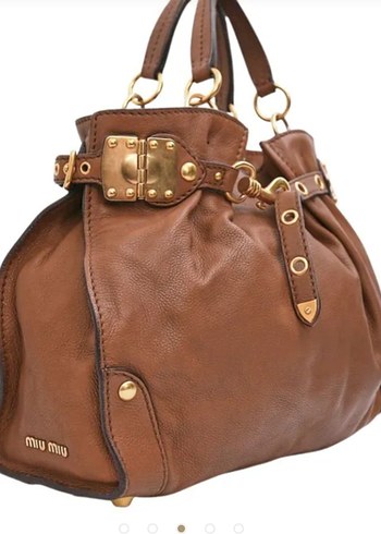 Miu Miu Miu Miu Tan Leather Belt Buckle Tote Bag