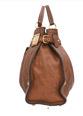 Beden kahverengi Renk Miu Miu Tan Leather Belt Buckle Tote Bag