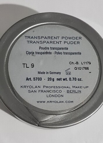  Beden KRYOLAN Transparent Loose Powder TL9 20 g