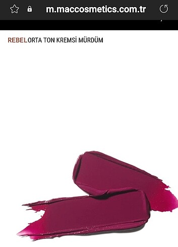  Beden bordo Renk Mac Rebel Lipstick Ruj Orta ton kremsi mürdüm