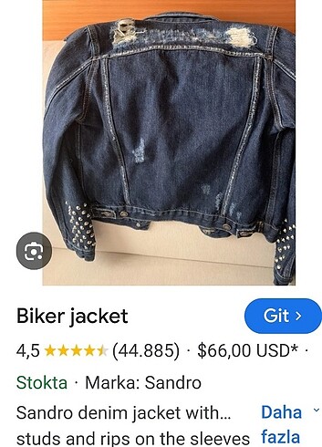 s Beden lacivert Renk Sandro Denim Kot Ceket Size 1
