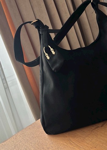 Accessorize Siyah Süet Tokalı Kadın Çanta