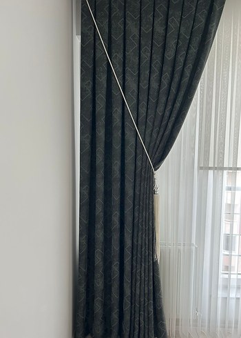 Gri Yılan Desenli Modern Klasik Perde - Görsel 3