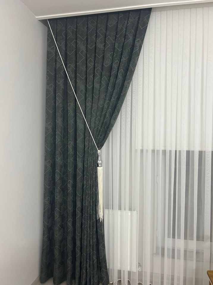 Gri Yılan Desenli Modern Klasik Perde - Görsel 2