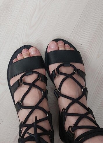 38 Beden siyah Renk flo temiz sandalet