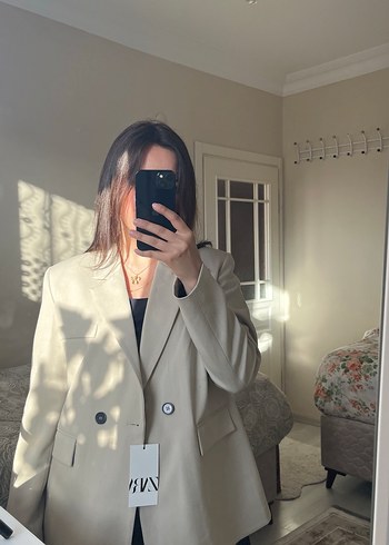 Zara Kadin Oversize Bej Kadın Blazer Ceket