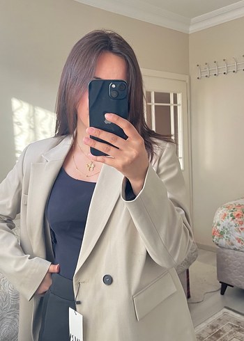 Zara Zara Kadin Oversize Bej Kadın Blazer Ceket