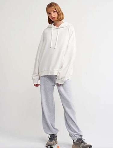 m Beden beyaz Renk H&M Kadın Beyaz Pamuklu Sweatshirt