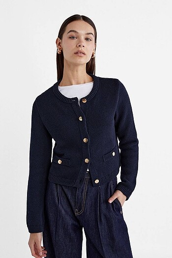 xs Beden Stradivarius Kadın Lacivert Triko Hırka