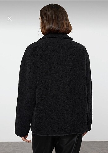 xs Beden siyah Renk Mila Kadın Siyah Yün Oversize Peluş Ceket