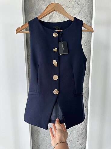 Massimo Dutti Kadın Lacivert Blazer Yelek