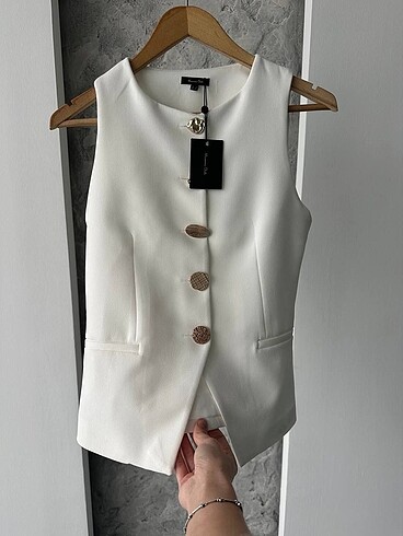 Massimo Dutti Kadın Beyaz Blazer Yelek