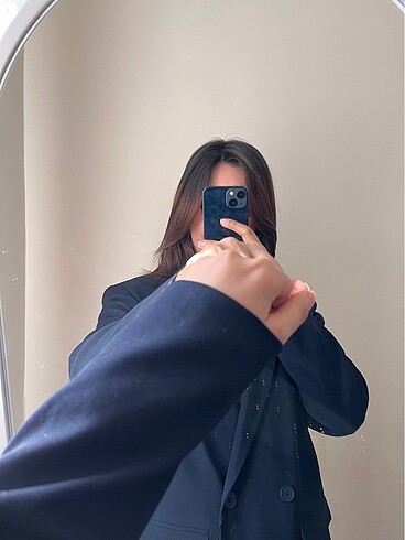 m Beden Zara Kadın Lacivert Oversize Blazer Ceket