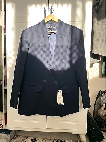 m Beden lacivert Renk Zara Kadın Lacivert Oversize Blazer Ceket