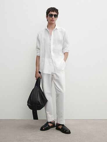 Massimo Dutti Erkek Orjinal Yazlık Keten Gömlek