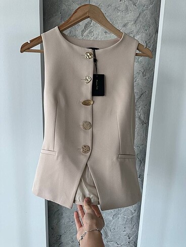 Massimo Dutti Massimo Dutti Kadin Lacivert Blazer Yelek