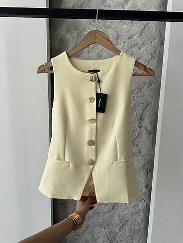 m Beden lacivert Renk Massimo Dutti Kadin Lacivert Blazer Yelek