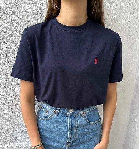 Polo Ralph Lauren Kadın Lacivert Pamuklu Tişört