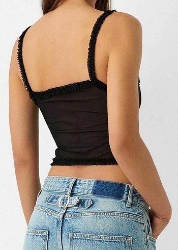 Bershka y2k Siyah tül crop - Görsel 3