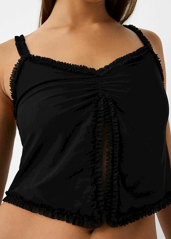 Bershka y2k Siyah tül crop - Görsel 2