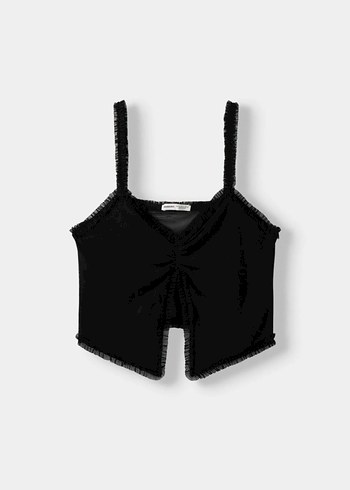 Bershka y2k Siyah tül crop - Görsel 7